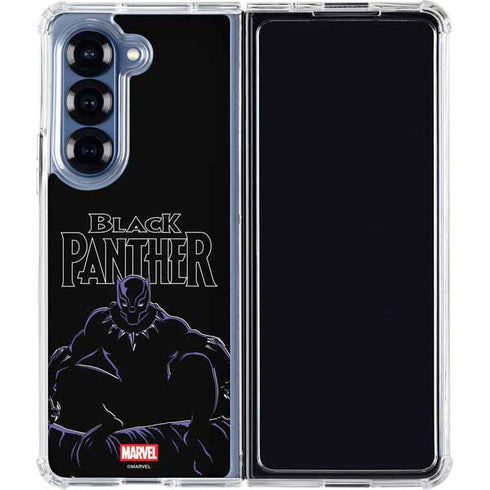 Marvel Black Panther Night Time Watch Galaxy Z Fold6 Clear Case